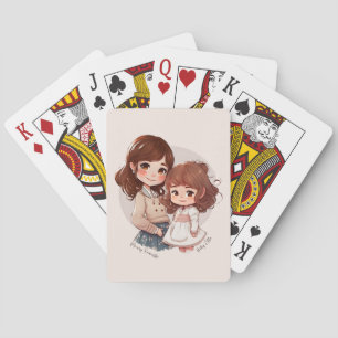Adorable Mama und Tochterbank (4) Spielkarten