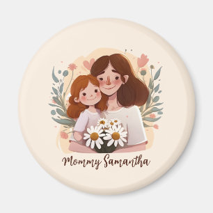 Adorable Mama und Tochterbank - Blumenrahmen (2) Magnet