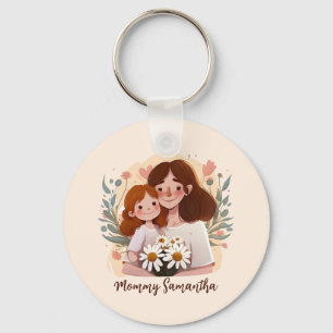 Adorable Mama und Tochterbank - Blumenrahmen (2) Schlüsselanhänger