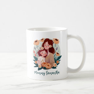 Adorable Mama und Tochterbank - Blumenrahmen (3) Kaffeetasse