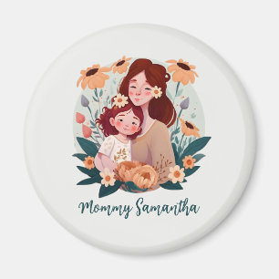 Adorable Mama und Tochterbank - Blumenrahmen (3) Magnet