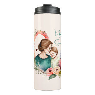 Adorable Mama und Tochterbank - Blumenrahmen (4) Thermosbecher