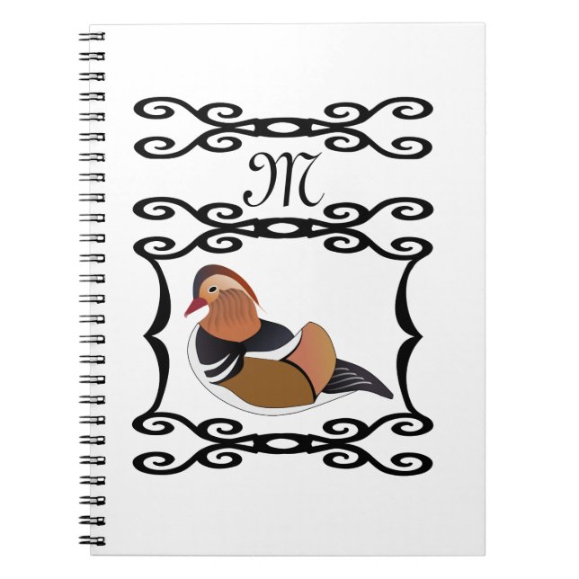 Adorable Mandarin Duck Cartoon Monogram Notizblock (Vorderseite)
