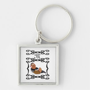 Adorable Mandarin Duck Cartoon Monogram Schlüsselanhänger