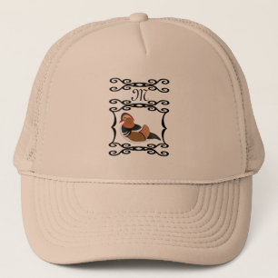 Adorable Mandarin Duck Cartoon Monogram Truckerkappe