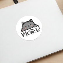 Adorable Meow Niedlich Cat Sticker Square Kitesdes