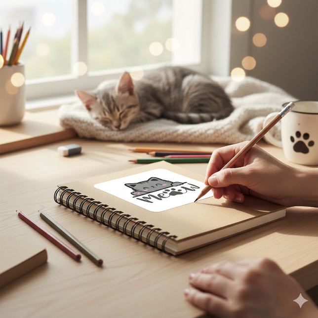 Adorable Meow Niedlich Cat Sticker Square Kitesdes (Von Creator hochgeladen)