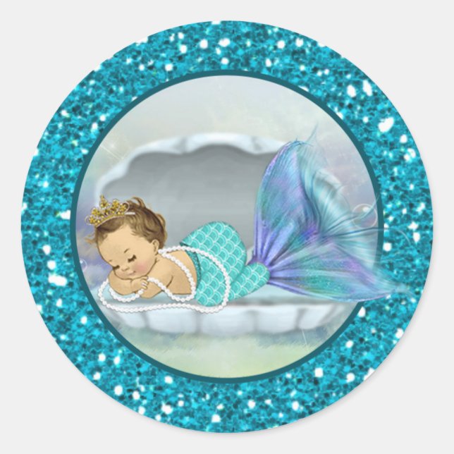 Adorable Mermaid Baby Shower Aufkleber #130 (Vorderseite)