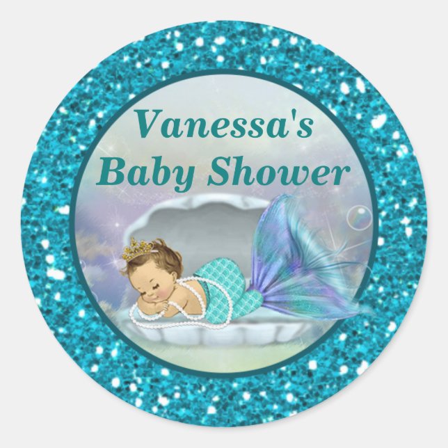 Adorable Mermaid Baby Shower Aufkleber #130 (Vorderseite)
