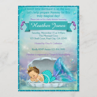 Adorable Mermaid Baby Shower Einladungen #130