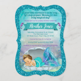 Adorable Mermaid Baby Shower Einladungen 130 Light