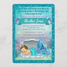 Adorable Mermaid Baby Shower Einladungen 130 Light