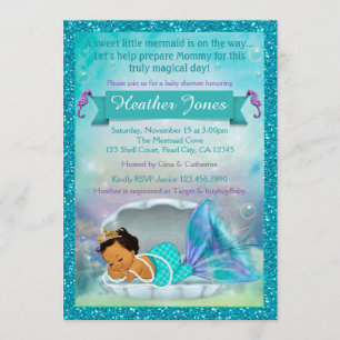 Adorable Mermaid Baby Shower Einladungen #136 MED
