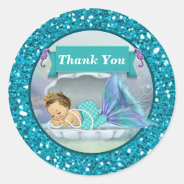 Adorable Mermaid Baby Vielen Dank für Ihre Aufkleb Runder Aufkleber