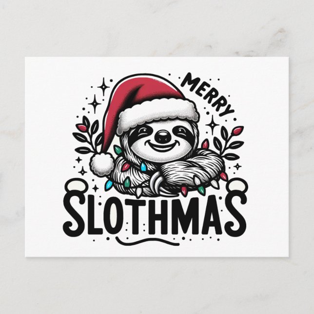 Adorable Merry Slothmas Postkarte (Vorderseite)