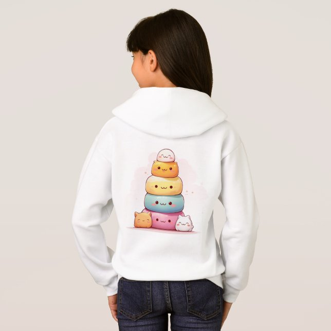 Adorable Mochi Stack Kids Hoodie (Schwarz voll)
