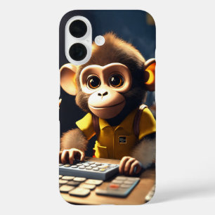 Adorable Monkey Accountant iPhone 16 Fall Hülle