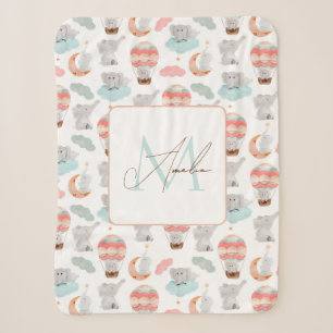Adorable Monogram Initial Name Baby Elephant Pink Sherpadecke
