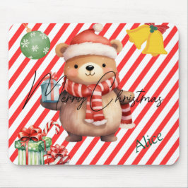 Adorable monogramm Rote weiße Streifen Ornamente Mousepad