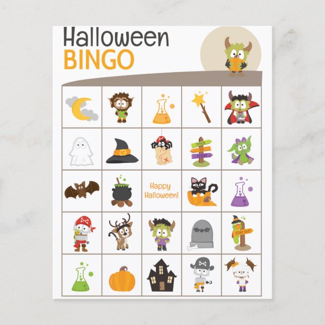 Adorable Monster & Pumpkin Halloween BINGO Board! (Vorderseite)