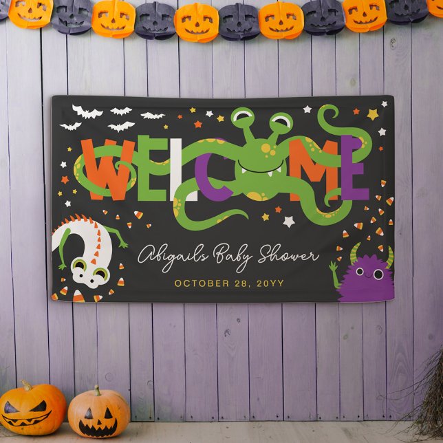 Adorable Monsters Halloween Babydusche Willkommen Banner (Von Creator hochgeladen)