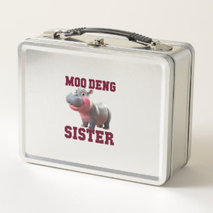 Adorable MOO DENG SISTER Baby Hippo Bestie Prinzen Metall Brotdose