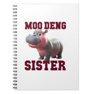 Adorable MOO DENG SISTER Baby Hippo Bestie Prinzen Notizblock