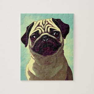 Adorable Mops Cartoon Faltenmaske Portrait Puzzle