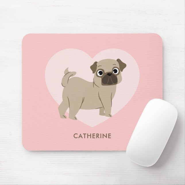Adorable Mops Welpe Personalisiert Mousepad (Mit Mouse)