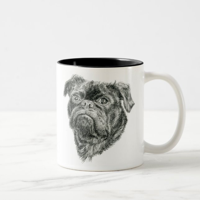 Adorable Mops Zwei-Tone-Kaffee-Tasse Zweifarbige Tasse (Rechts)