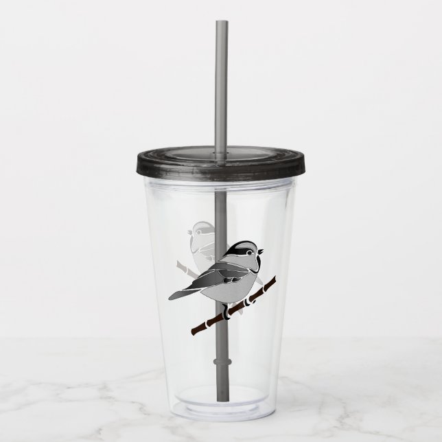 Adorable Mountain Chickadee Bird Illustriert Acryltrinkbecher (Vorderseite)