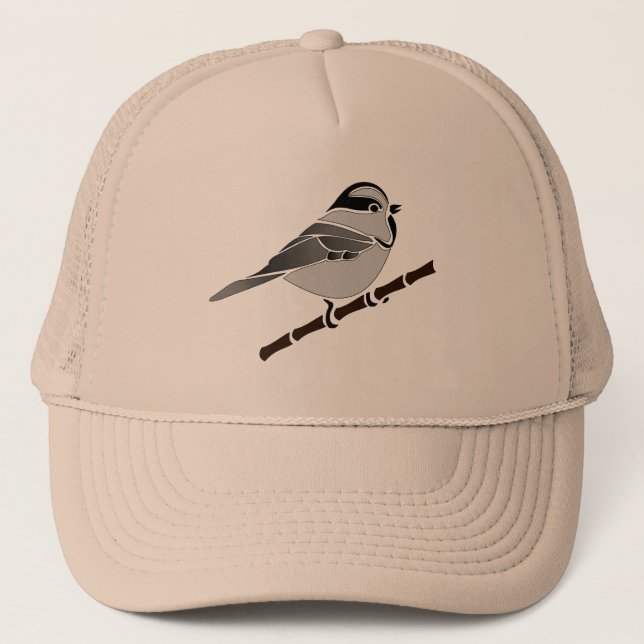 Adorable Mountain Chickadee Bird Illustriert Truckerkappe (Vorderseite)