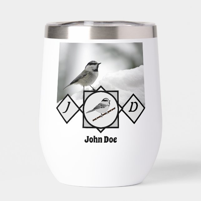 Adorable Mountain Chickadee Monogram Foto (Rückseite)