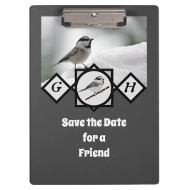Adorable Mountain Chickadee Monogram Foto Klemmbrett