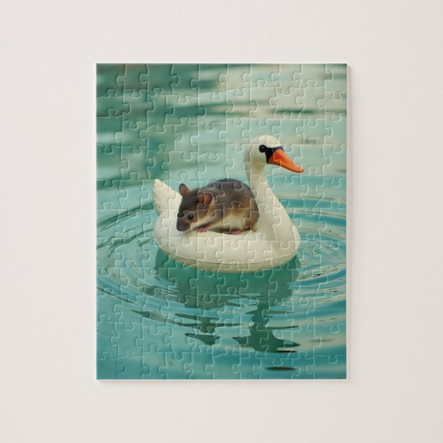 Adorable Mouse on a Swan Pool Float Puzzle (Vertikal)