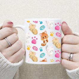 Adorable Multicolor Cartoon Style Cats Paw Prints Kaffeetasse
