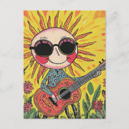 Adorable Musical Sunshine Playing Gitarre Postkarte