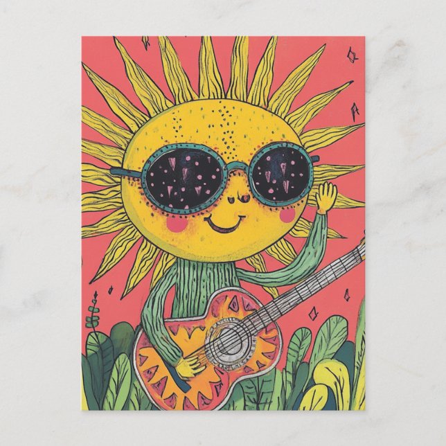 Adorable Musical Sunshine Postkarte (Vorderseite)