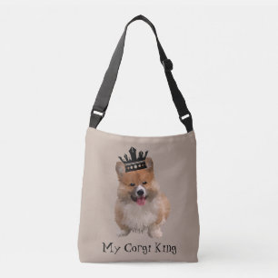 Adorable "My Corgi King" Welsh Corgi Dog Tote Bag Tragetaschen Mit Langen Trägern