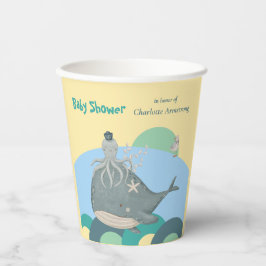 Adorable Nautical Whale Tintenfisch Yellow Baby Du Pappbecher