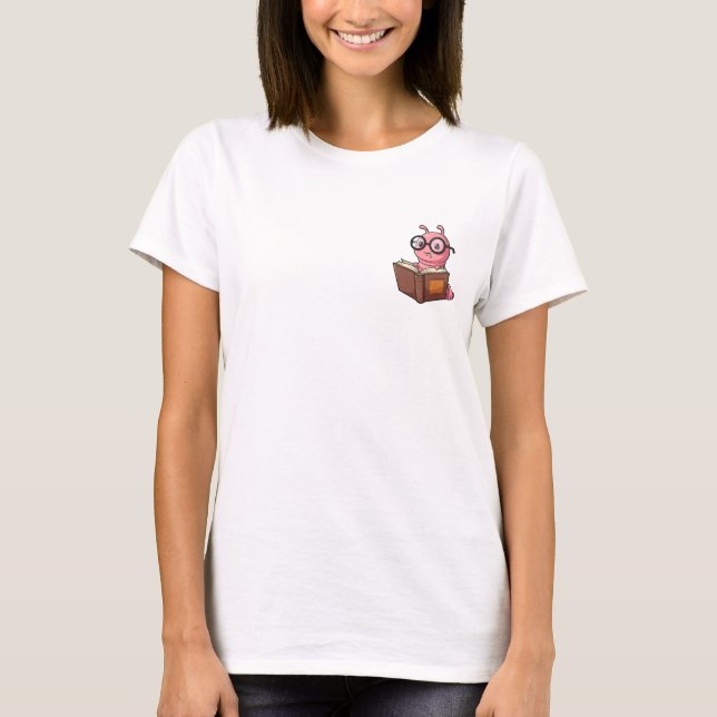 Adorable Nerdy Pink Bookworm Reading T-Shirt (Vorderseite)