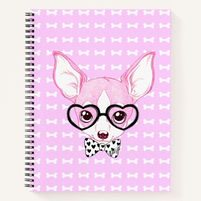 Adorable Nerdy Puppy Pink Notebook von Mei Yu Notizbuch (Vorderseite)