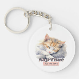 Adorable "Nickerchen Time All" Cat Schlüsselanhänger