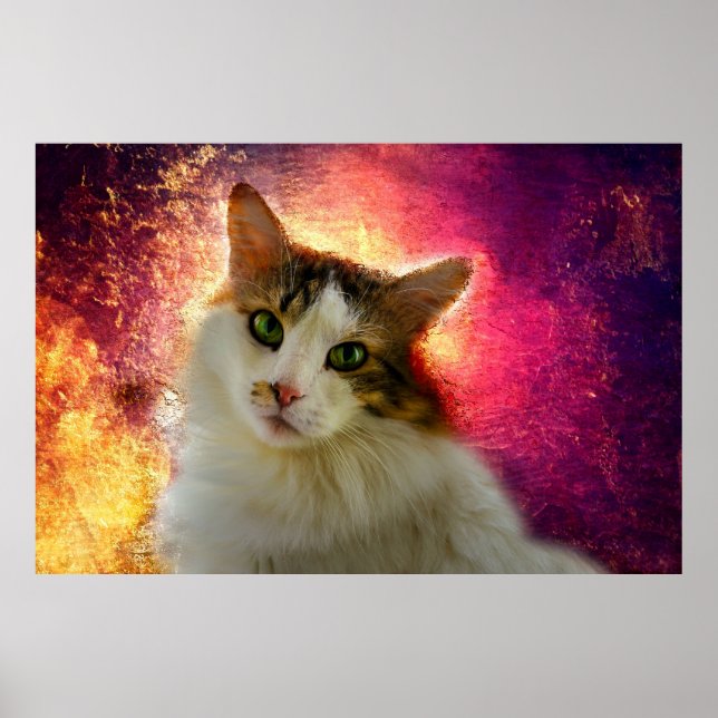 Adorable Niedlich Calico Cat Poster (Vorne)