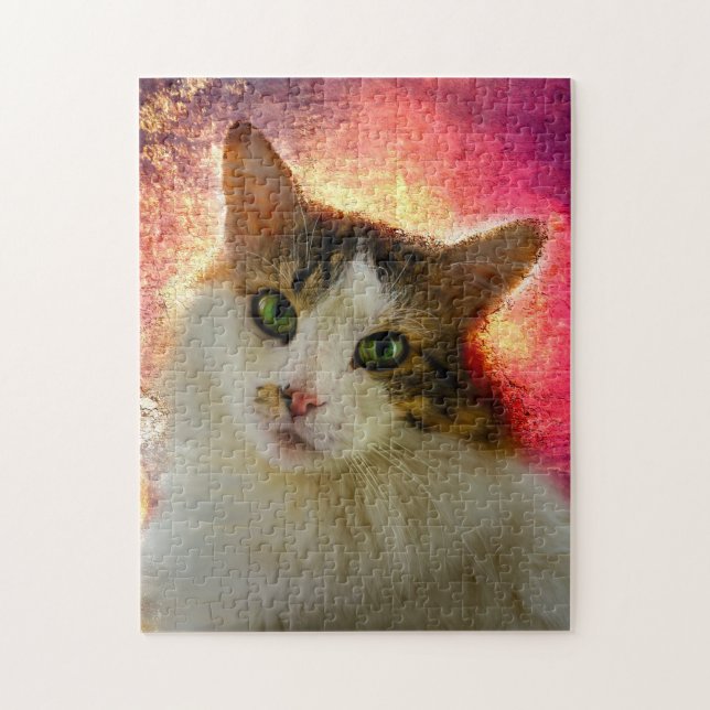 Adorable Niedlich Calico Cat Puzzle (Vertikal)