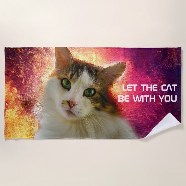 Adorable Niedlich Calico Cat Strandtuch (Vorderseite)
