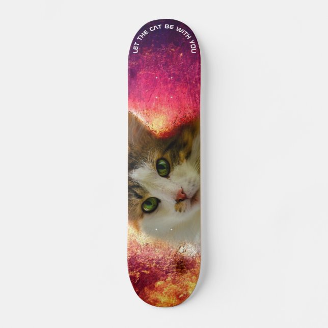 Adorable Niedlich Calico Katze Skateboard (Vorderseite)