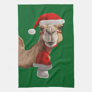 Adorable Niedlich Camel Wear Weihnachtsmannmütze W Geschirrtuch