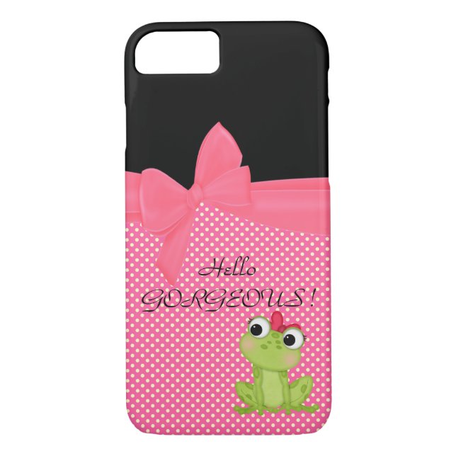 Adorable Niedlich Frog auf Polka Dots Hello Gorgeo Case-Mate iPhone Hülle (Rückseite)