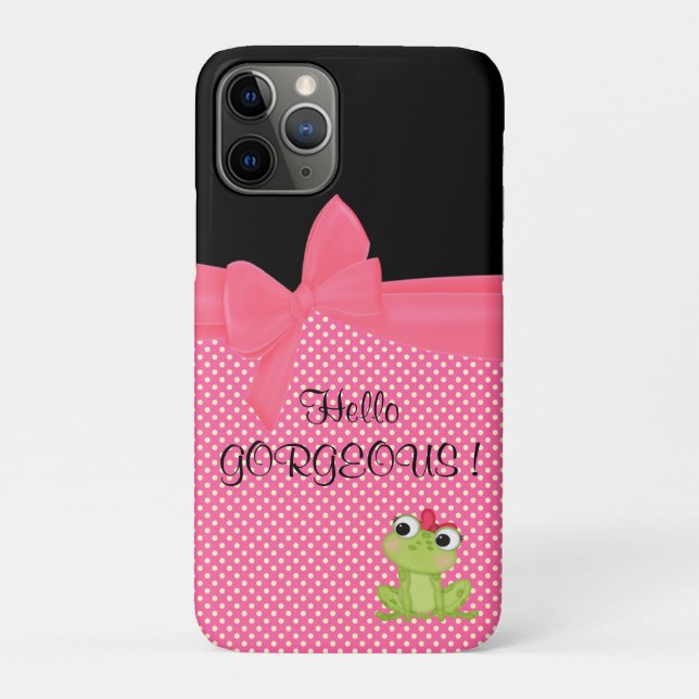 Adorable Niedlich Frog auf Polka Dots Hello Gorgeo Case-Mate iPhone Hülle (Rückseite)
